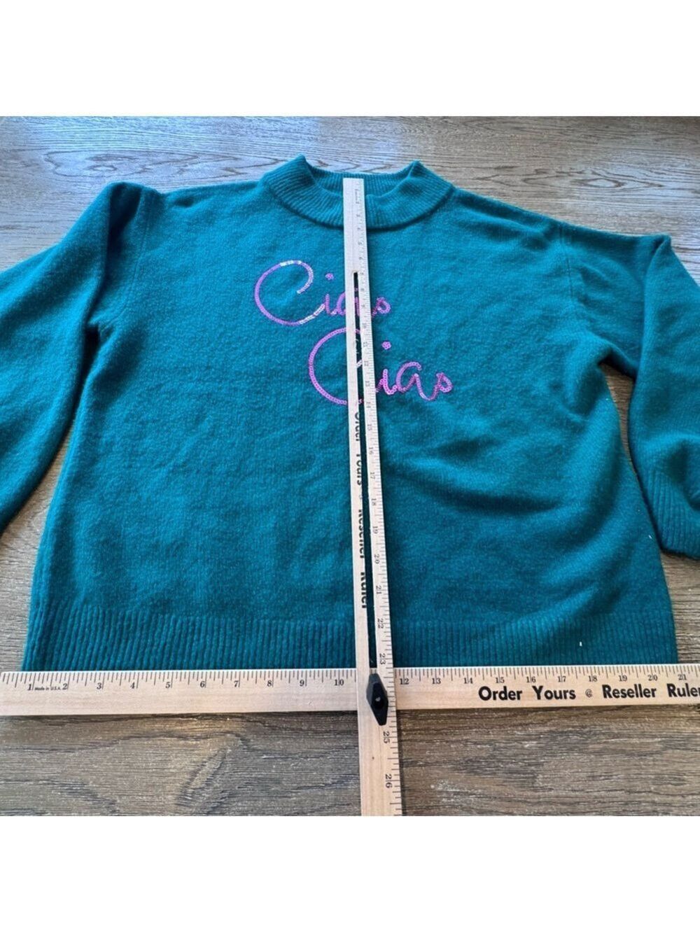 Green Sweater with Ciao Ciao Design - Picture 6 of 10
